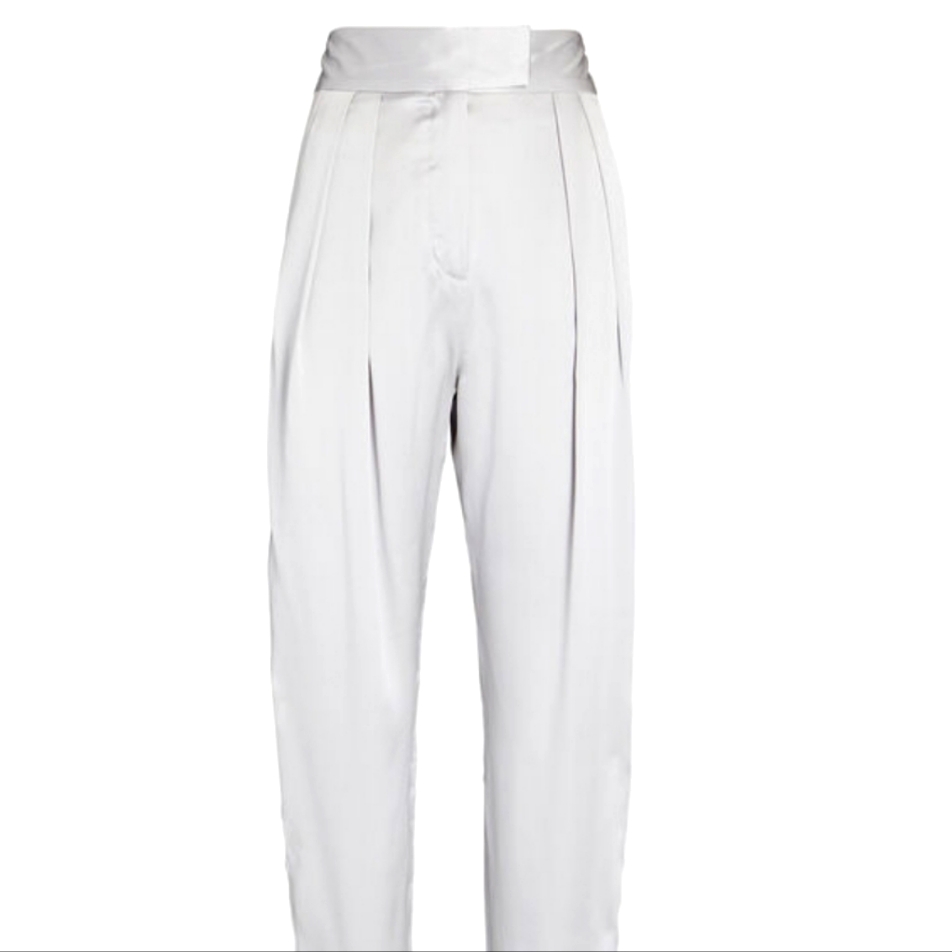 Silk-Satin Tapered Pants